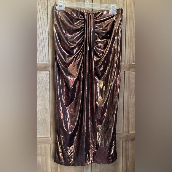 NWT.  CIDER Metallic Mid Waist Split midi skirt. - Picture 1 of 4